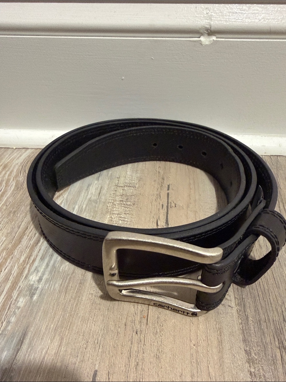 Carhartt Black Leather Belt with Silver-Tone Buckle Size 44